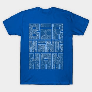 Birmingham, England City Map Typography - Blueprint T-Shirt